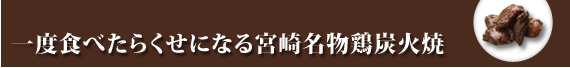 一度食べたらくせになる宮崎名物鶏炭火焼